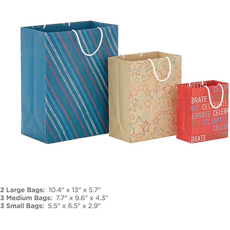 Hallmark Recyclable Gift Bag Sortiment (8 poser: 3 Small 6 \\\\ \\\